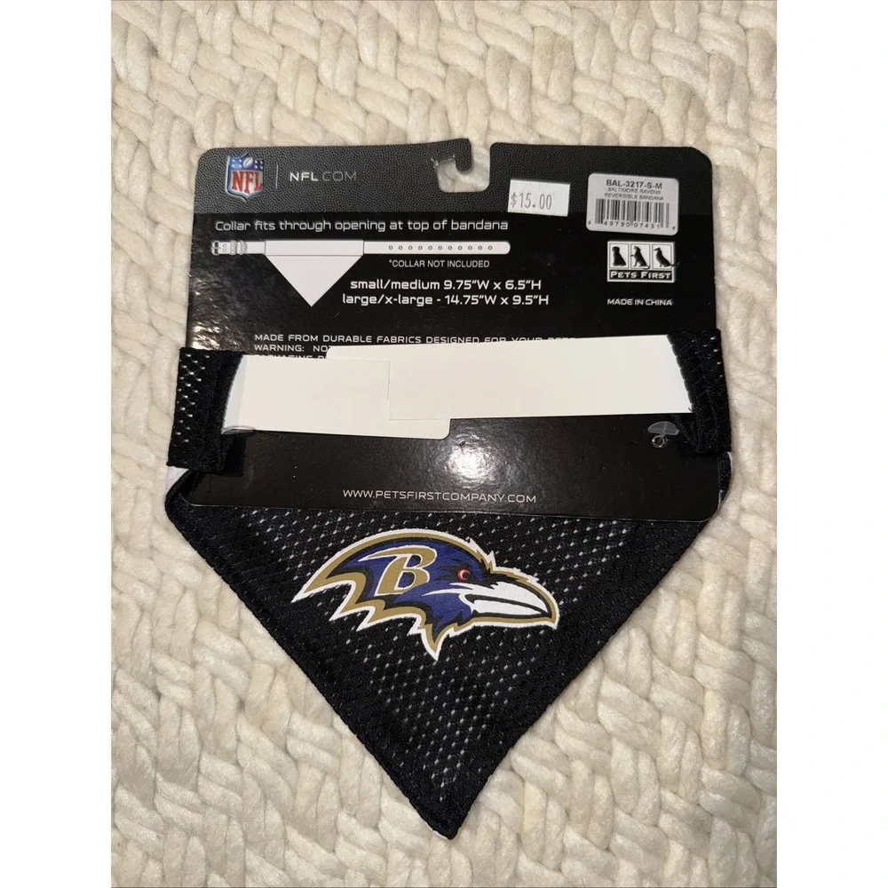 NFL Dog Bandana‎ Baltimore Ravens Reversible Pet Bandana 2 Sided NWT Size S/M